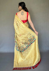 Yellow Banarasi Kora Organza Anokhi Digital Vol. 3 Printed Woven Saree - Colorful Saree