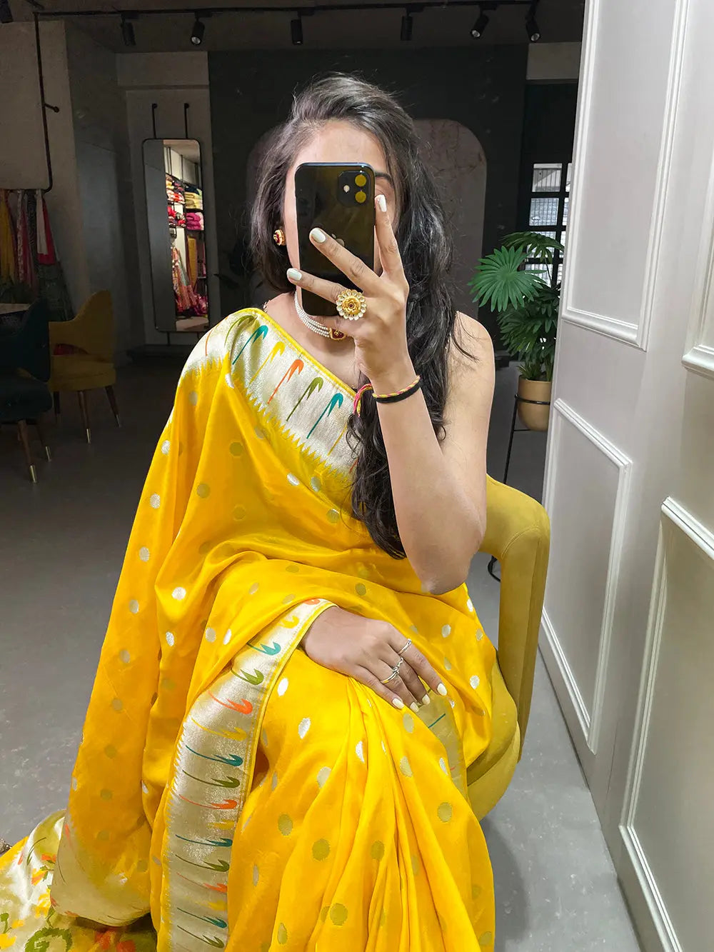 Yellow Color Zari Weaving Work Pure Viscose Saree - Colorful Saree