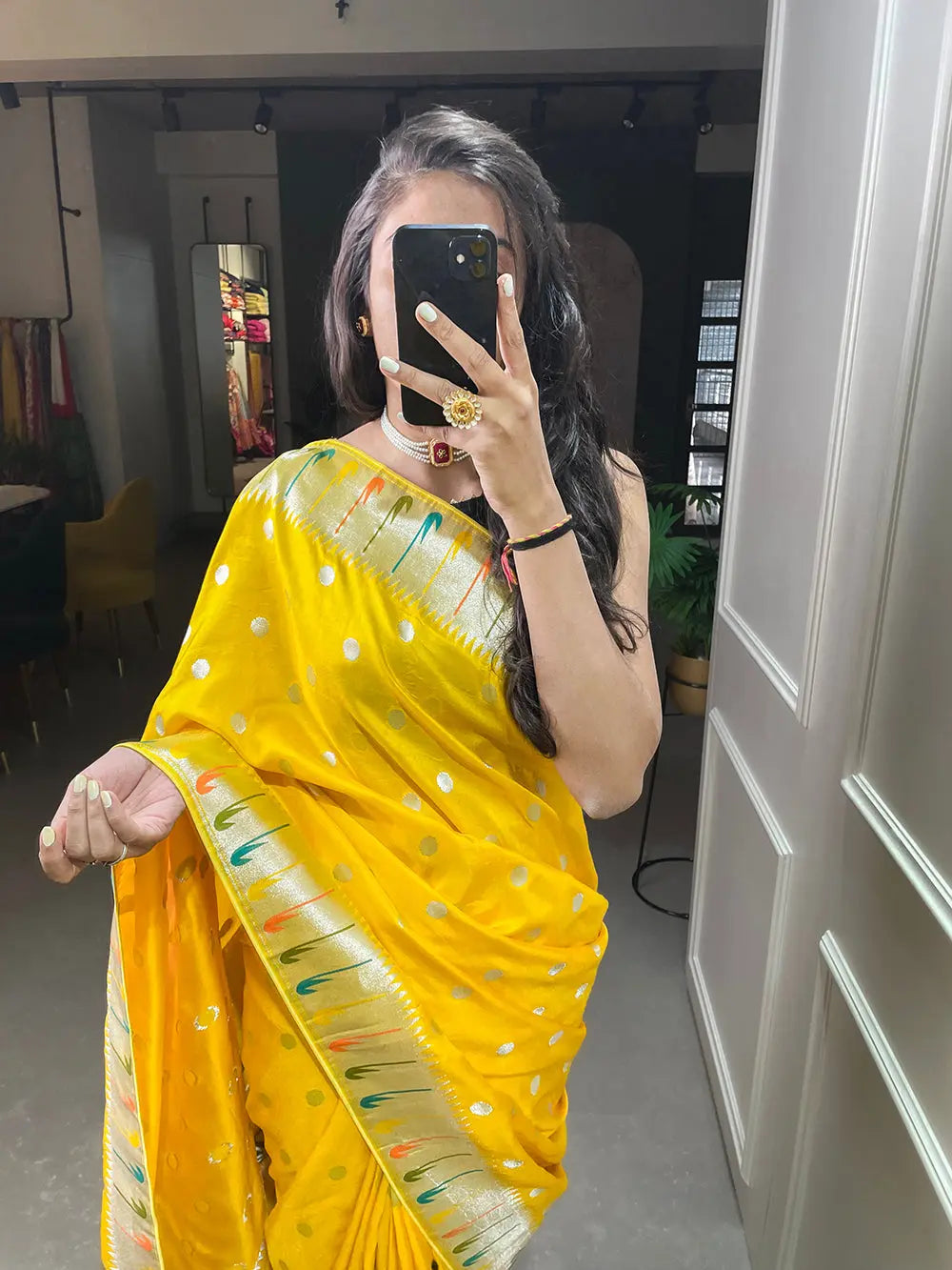 Yellow Color Zari Weaving Work Pure Viscose Saree - Colorful Saree