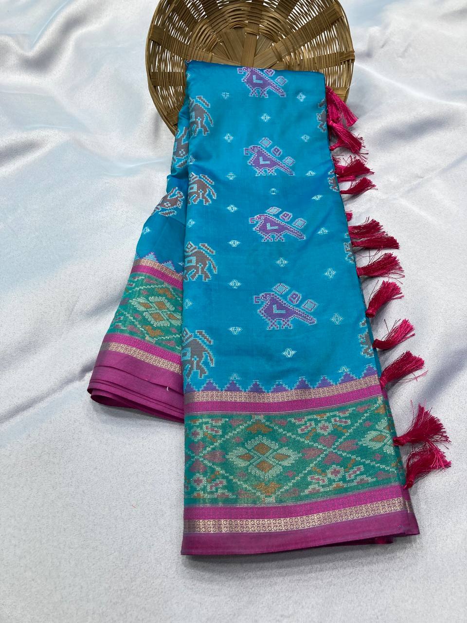 Authentic Patola blue Saree in Soft Banarasi Silk  Rapier Jacquard Work - Colorful Saree