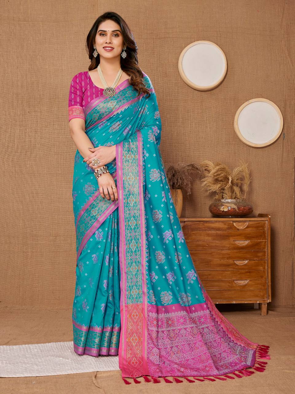 Authentic Patola blue Saree in Soft Banarasi Silk  Rapier Jacquard Work - Colorful Saree