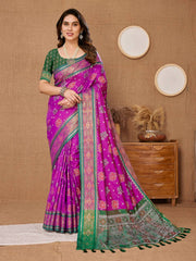 Authentic Patola purple Saree in Soft Banarasi Silk  Rapier Jacquard Work - Colorful Saree