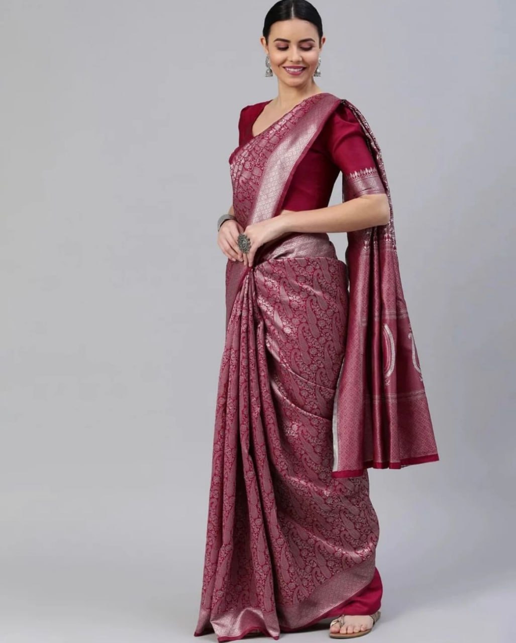 Banarasi Silk Saree with Matching Blouse Colorful Saree