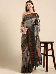 Banarasi Silk Saree with Exquisite Copper Zari Weaving Colorful Saree