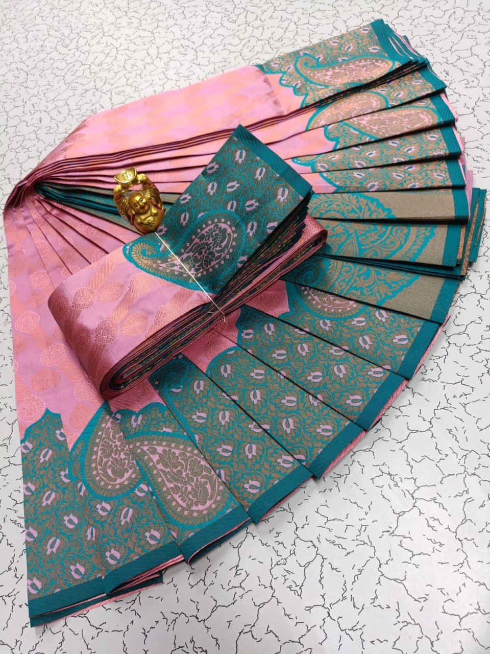 Banarasi Soft Silk Baby Pink Saree with 5.5 Meters of Copper Zari Weaving Colorful Saree