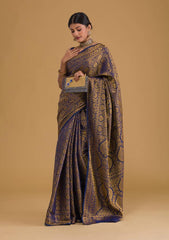 Banarasi Soft Silk Blue Saree with 5.5 Meters of Copper Zari Weaving Colorful Saree