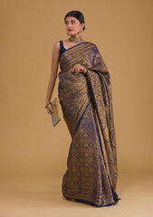 Banarasi Soft Silk Blue Saree with 5.5 Meters of Copper Zari Weaving Colorful Saree