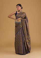 Banarasi Soft Silk Blue Saree with 5.5 Meters of Copper Zari Weaving Colorful Saree