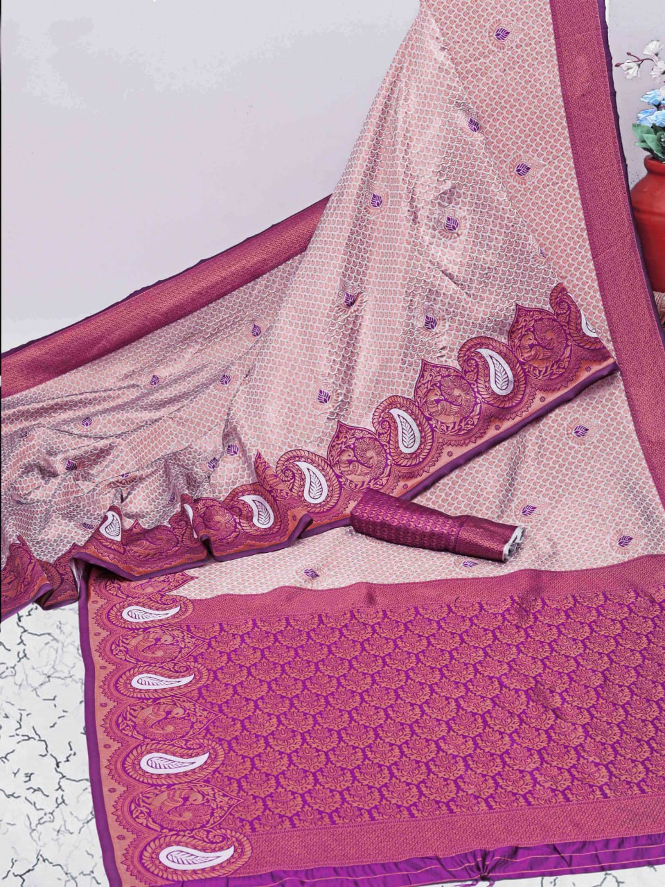 Banarasi Soft Silk Copper Color Saree with Copper Zari Weaving Colorful Saree