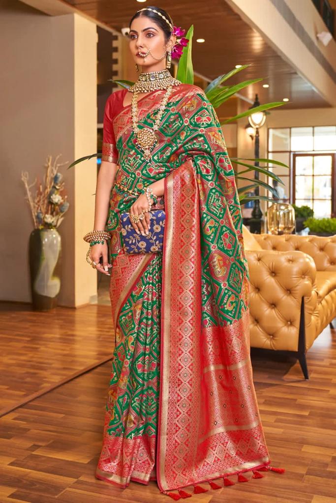 Banarasi Soft Silk Green Saree With Blouse Piece Colorful Saree