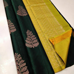 Banarasi Soft Silk Green Saree with Exquisite Gold Zari Weaving Colorful Saree