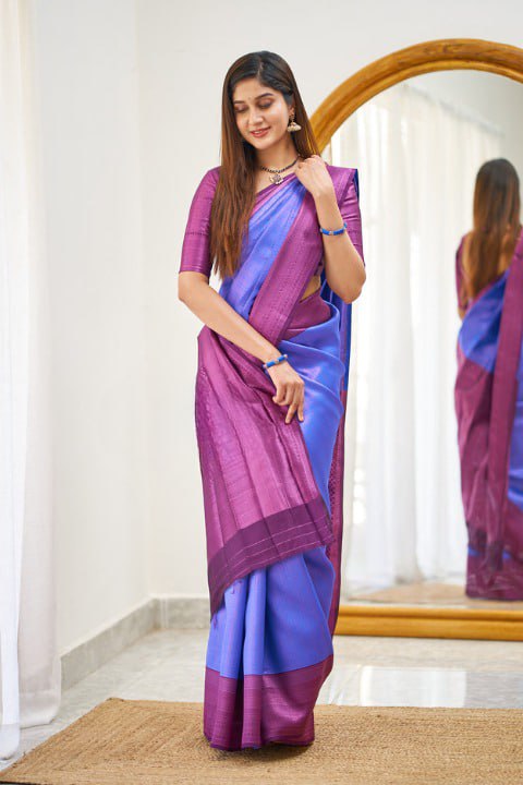 Banarasi Soft Silk Lavender Saree with Blouse Piece Colorful Saree