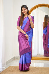 Banarasi Soft Silk Lavender Saree with Blouse Piece Colorful Saree