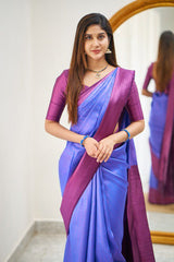 Banarasi Soft Silk Lavender Saree with Blouse Piece Colorful Saree