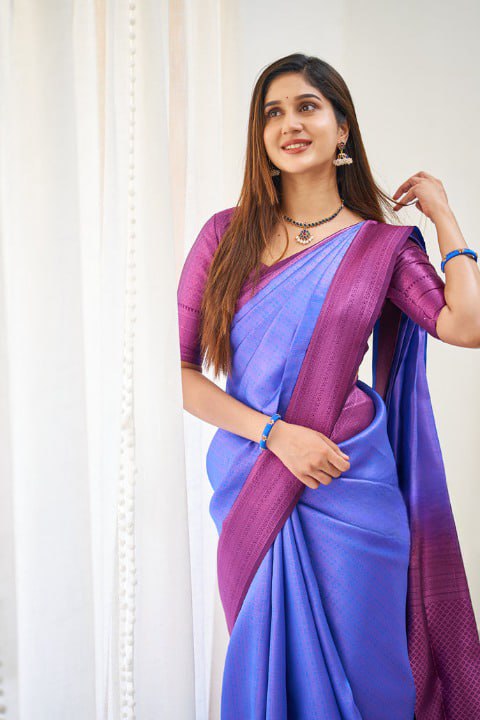 Banarasi Soft Silk Lavender Saree with Blouse Piece Colorful Saree