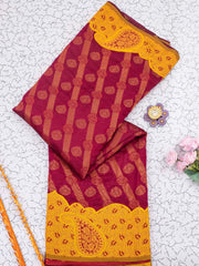 Banarasi Soft Silk Maroon Saree with 5.5 Meters of Copper Zari Weaving Colorful Saree