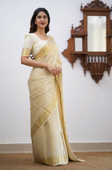 Banarasi Soft Silk Off White Saree with Matching Blouse Piece Colorful Saree