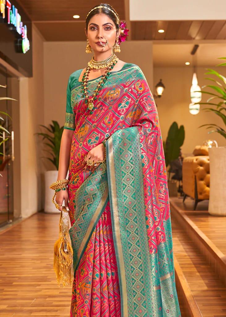 Banarasi Soft Silk Pink Saree With Blouse Piece Colorful Saree