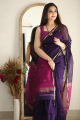 Banarasi Soft Silk Purple Saree with Blouse Piece Colorful Saree