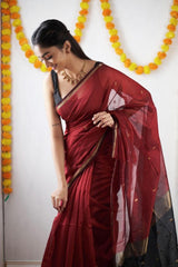 Banarasi Soft Silk Red Saree with Blouse Piece Colorful Saree