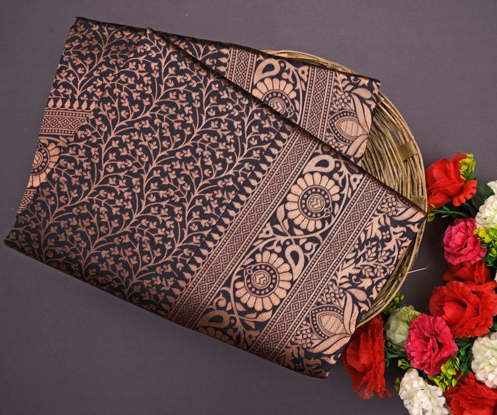 Banarasi Soft Silk Saree with 5.5 Meters of Copper Zari Weaving Colorful Saree