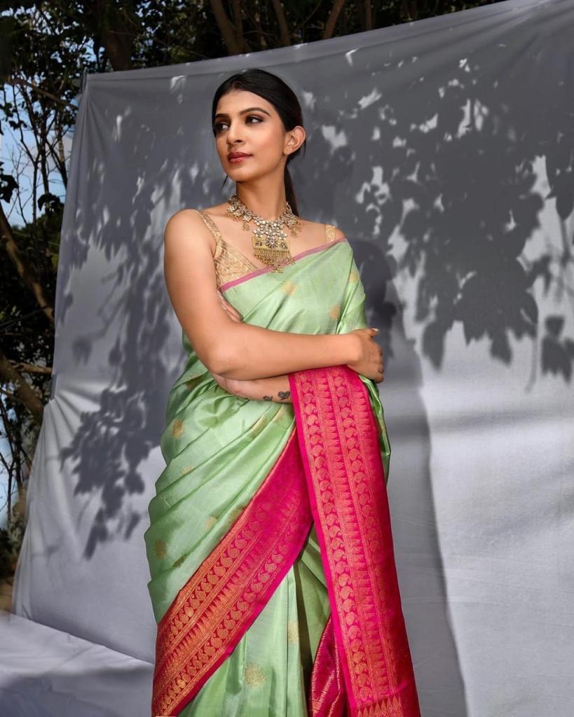 Banarasi Soft Silk Saree with Exquisite Gold Zari Weaving Colorful Saree