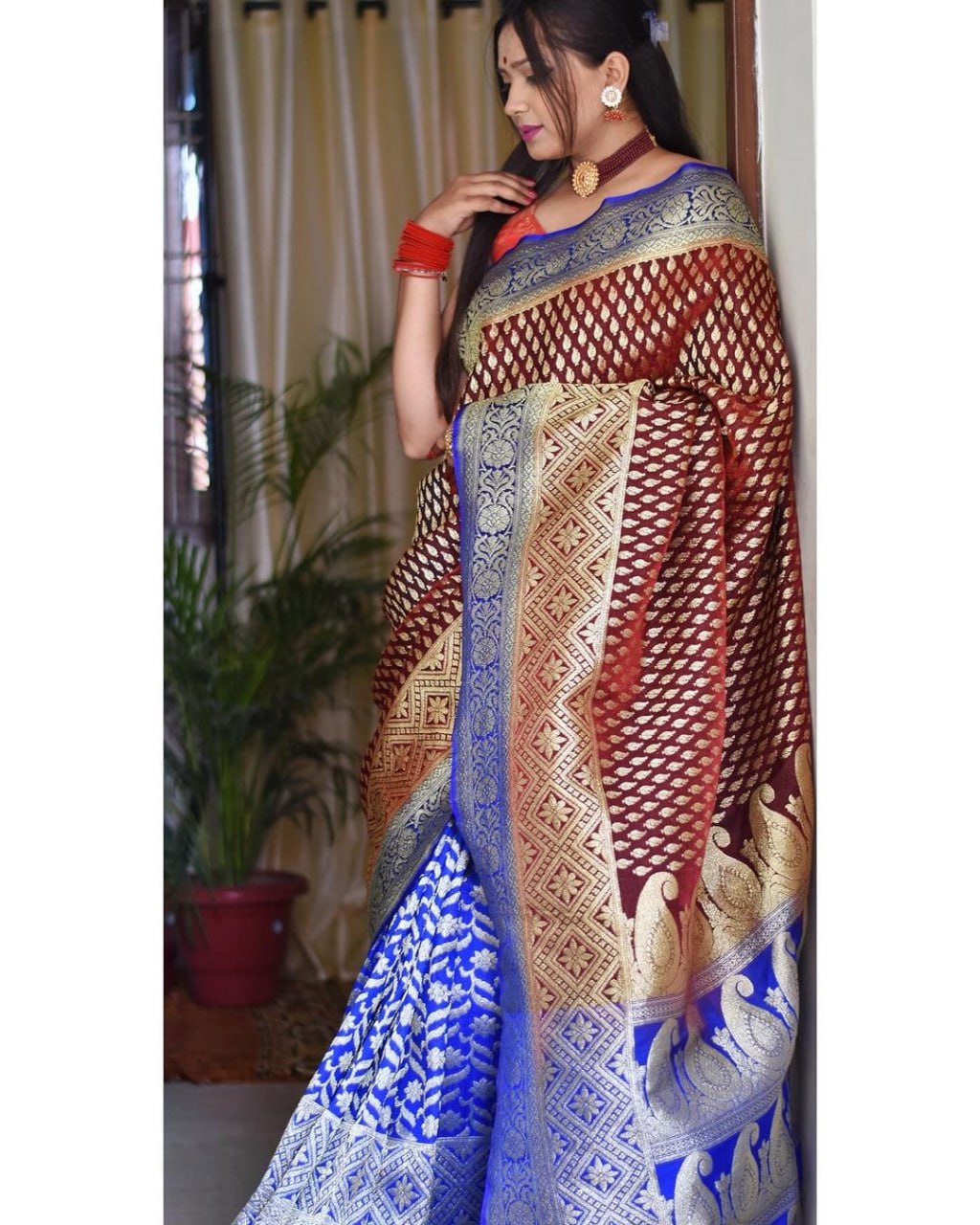 Banarasi Soft Silk Saree with Exquisite Gold Zari Weaving Colorful Saree