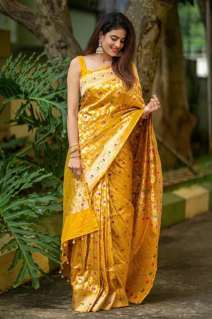 Banarasi Soft Silk Saree - 5.5 Meters with Matching Blouse Colorful Saree