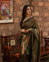 Banarasi Soft Silk Saree with Exquisite Copper Zari Weaving Colorful Saree