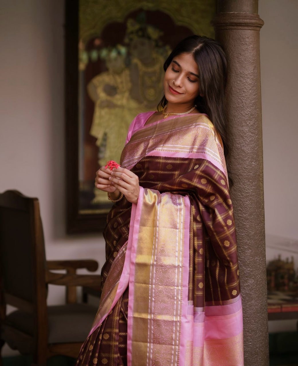 Banarasi Soft Silk Saree with Exquisite Gold Zari Weaving Colorful Saree