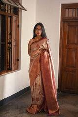 Banarasi Soft Silk Saree with Exquisite Copper Zari Weaving Colorful Saree