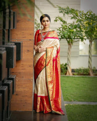 Banarasi Soft Silk Saree with Gold Zari Weaving Colorful Saree