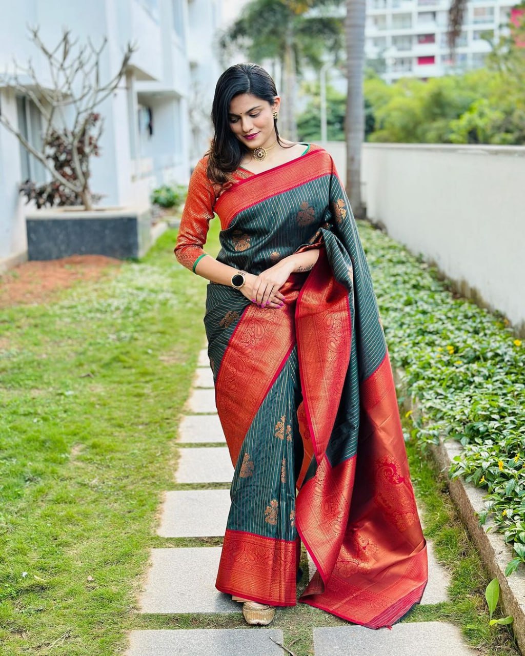 Banarasi Soft Silk Saree with Blouse Piece Colorful Saree