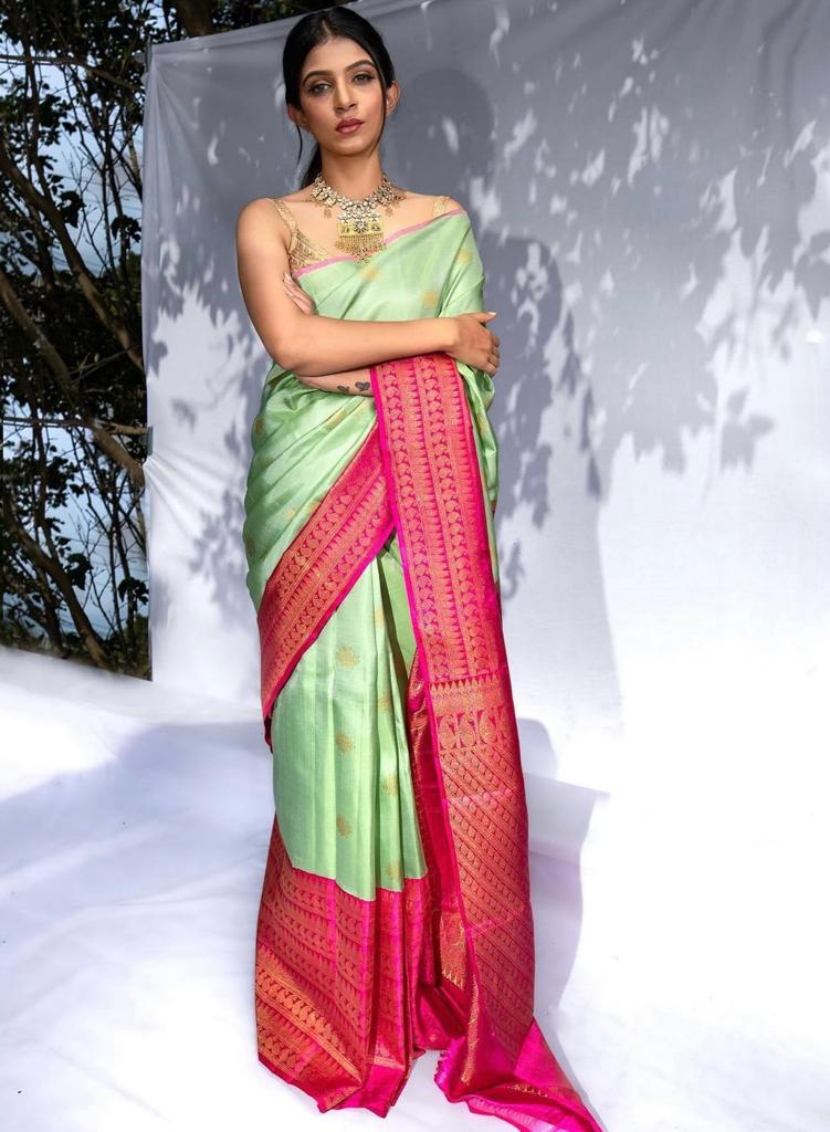 Banarasi Soft Silk Saree with Exquisite Gold Zari Weaving Colorful Saree