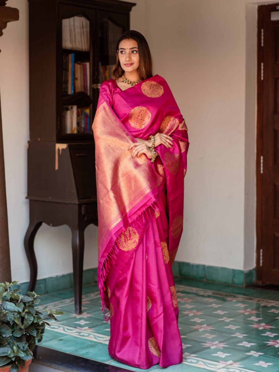 Banarasi Soft Silk Saree with Matching Blouse Piece Colorful Saree