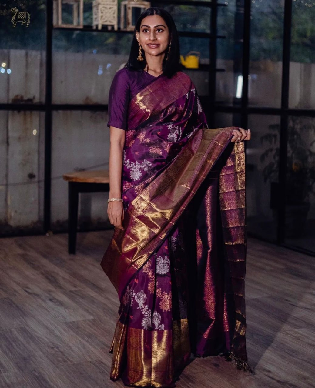 Banarasi Soft Silk Saree with Copper & Silver Zari Weaving Colorful Saree