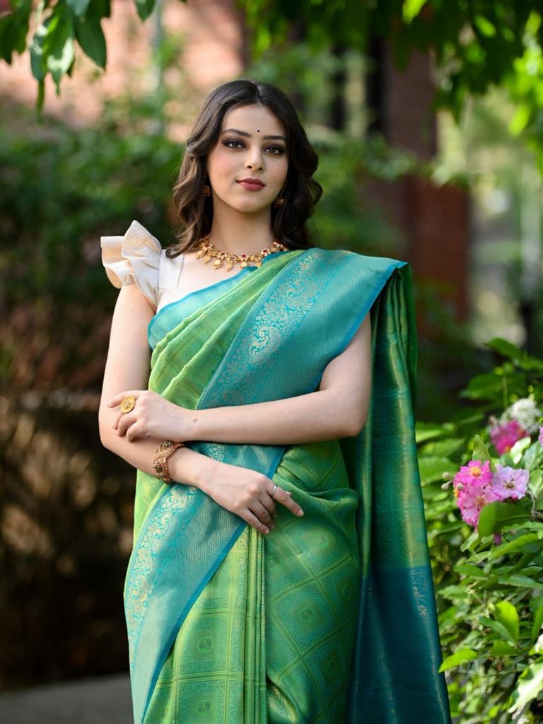 Banarasi Soft Silk Saree - 5.5 Meters with Matching Blouse Colorful Saree