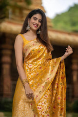 Banarasi Soft Silk Saree - 5.5 Meters with Matching Blouse Colorful Saree