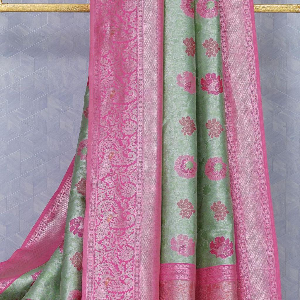 Banarasi Soft Silk Saree with Matching Blouse Piece Colorful Saree