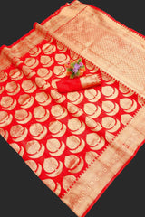 Banarasi Soft Silk Saree with Intricate Gold Zari Weaving Colorful Saree