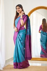 Banarasi Soft Silk Sky Blue Saree with Blouse Piece Colorful Saree