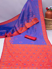 Blue Banarasi Soft Silk Saree with Exquisite Copper Zari Weaving Colorful Saree