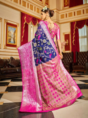 Classic Blue Soft Cotton Saree with Woven Design Colorful Saree