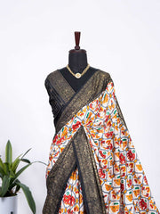 Black Color Patola Print with Foil Work Dola Silk Saree - Colorful Saree