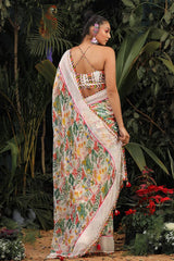 Elegant Faux Georgette Saree with Digital Print and Matching Blouse Piece Colorful Saree