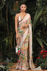 Elegant Faux Georgette Saree with Digital Print and Matching Blouse Piece Colorful Saree