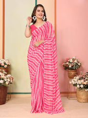 Elegant Georgette Pink Saree with Mono Banglory Blouse Colorful Saree