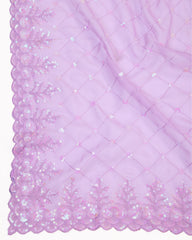 Elegant Taby Silk Organza Lavender Saree with Embroidered Butti & Piping Border Colorful Saree