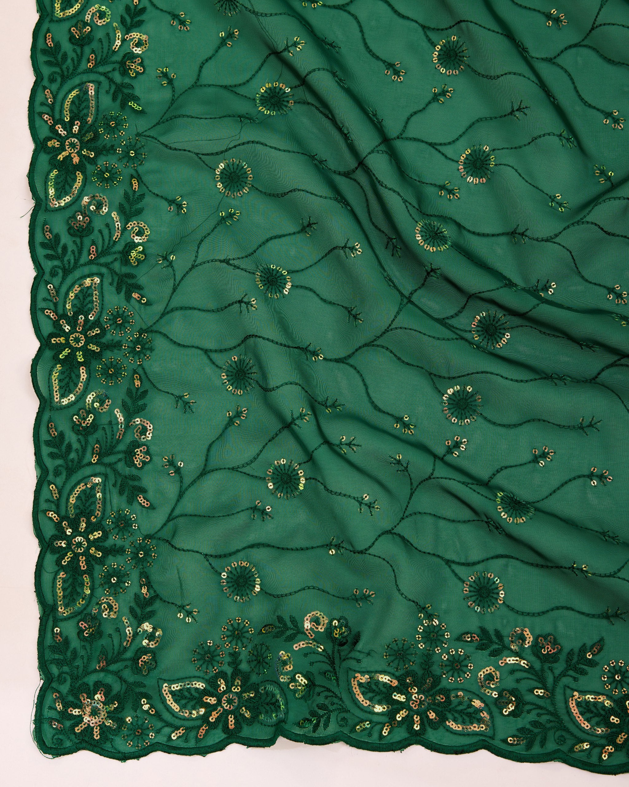 Enchanted Organza: Embroidered Wedding  Green Saree in Soft Organza Silk Colorful Saree