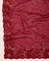 Enchanted Organza: Embroidered Wedding Maroon Saree in Soft Organza Silk Colorful Saree